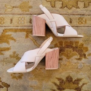 Kelsi Dagger White Cream Heeled Sandals Sz 9